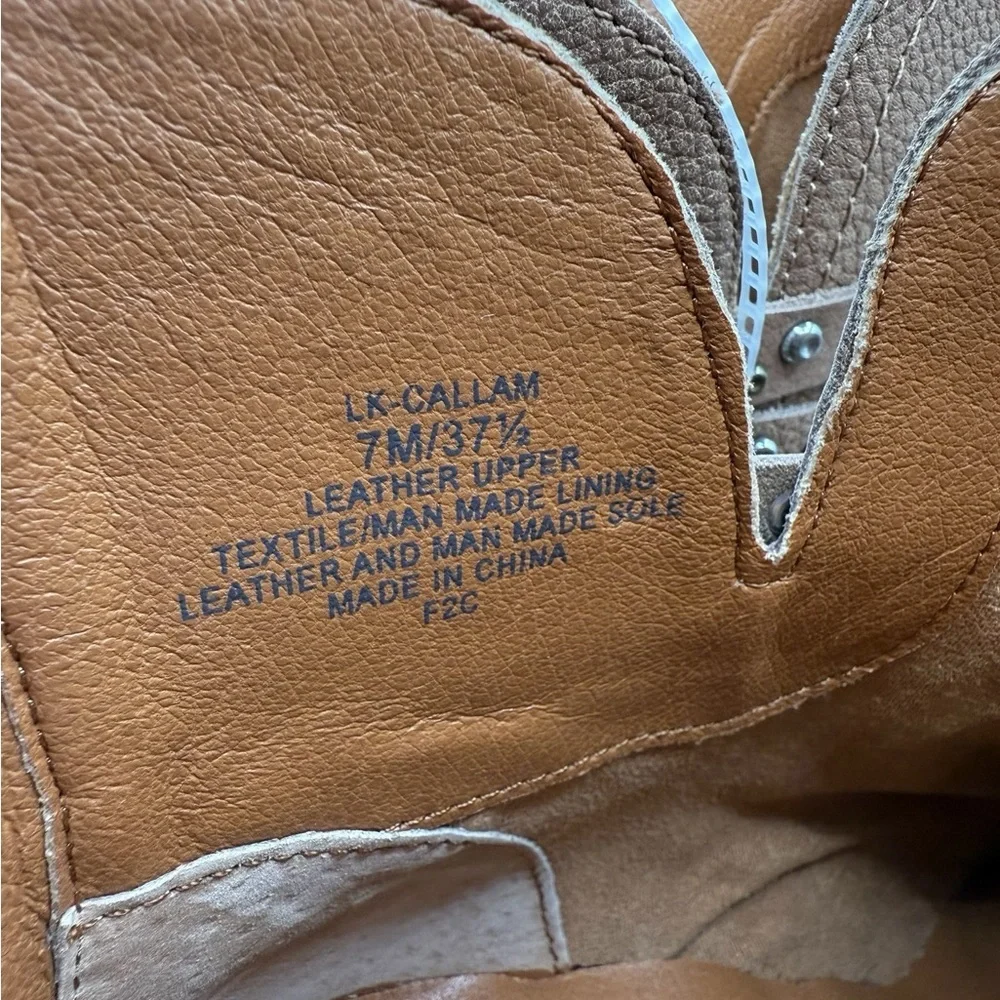 Lucky Brand Callam Studded Strap Boot NWOB Brown Heel Ankle Western Boho Festiva